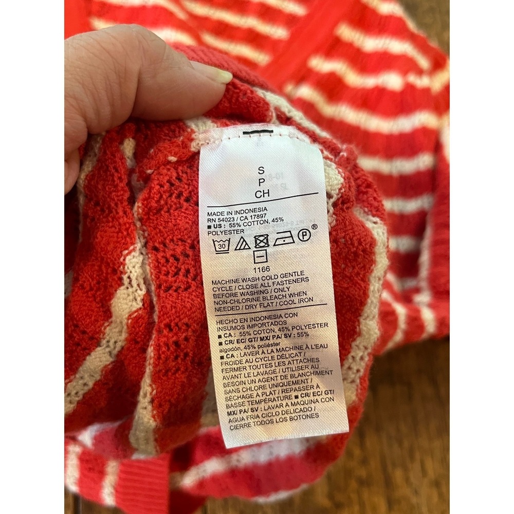Old Navy Women Crochet Cotton striped cardigan S nautical coastal mediterranean - Picture 3 of 3